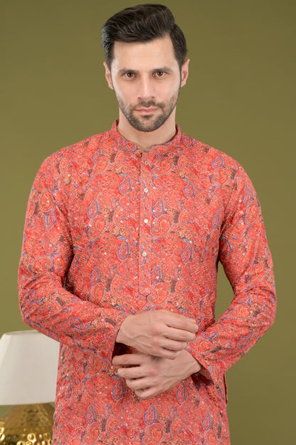 TARANG - Royal Red Paisley Kurta Set