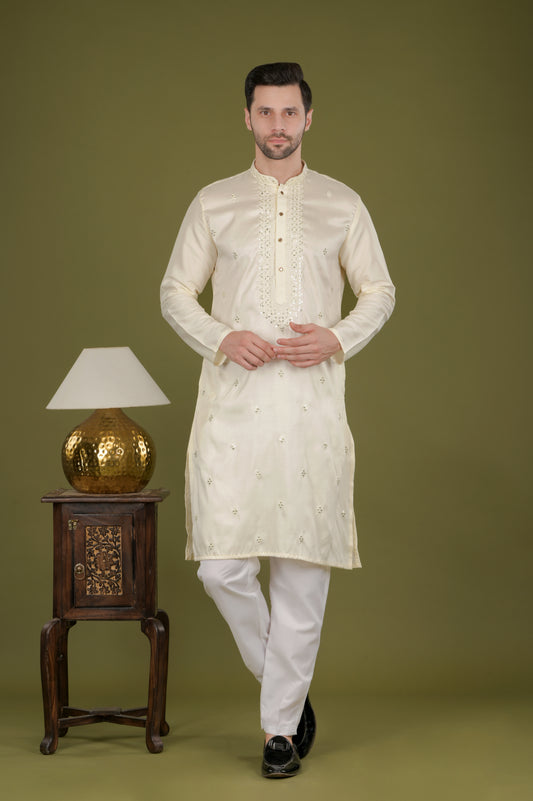 KANAK- Ivory Royale Sequin Embroidered Kurta Set