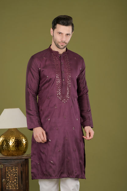KANAK - Royal Plum Sequin Embroidered Kurta Set