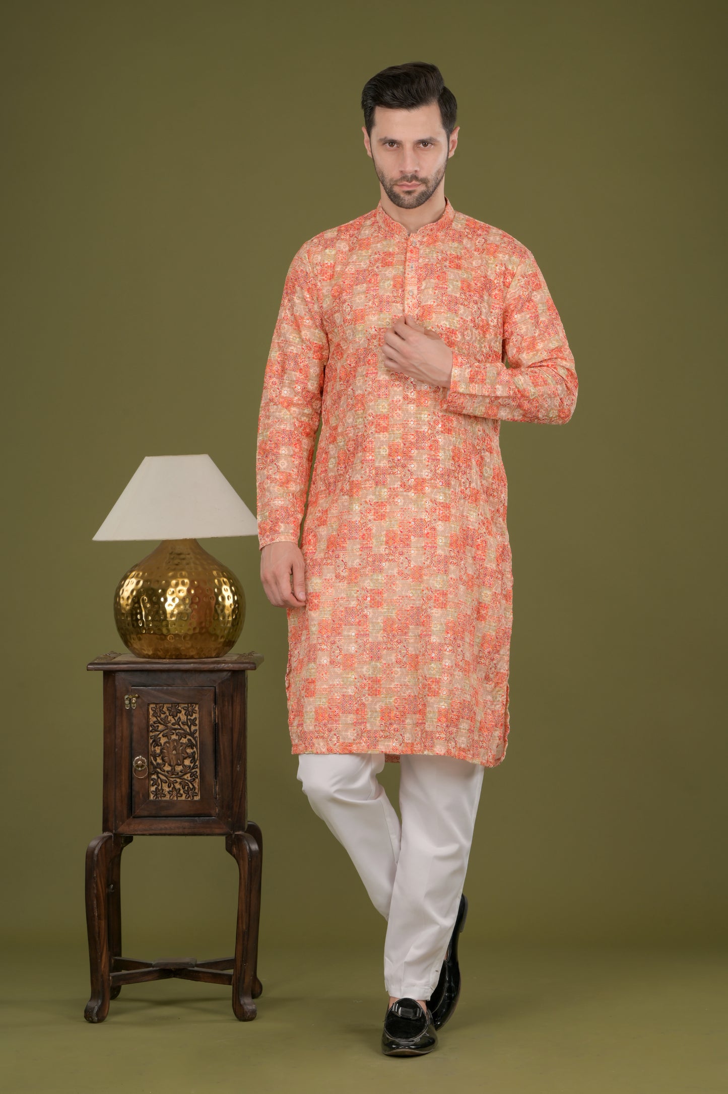 NAKSH - Sunset Mosaic Embroidered Digital Print Kurta Set
