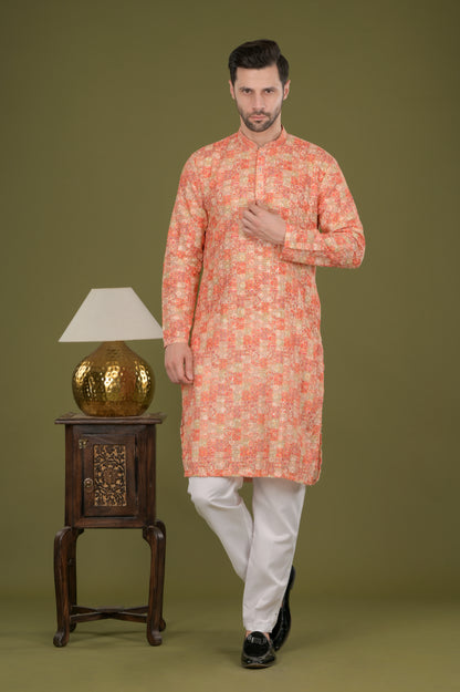NAKSH - Sunset Mosaic Embroidered Digital Print Kurta Set