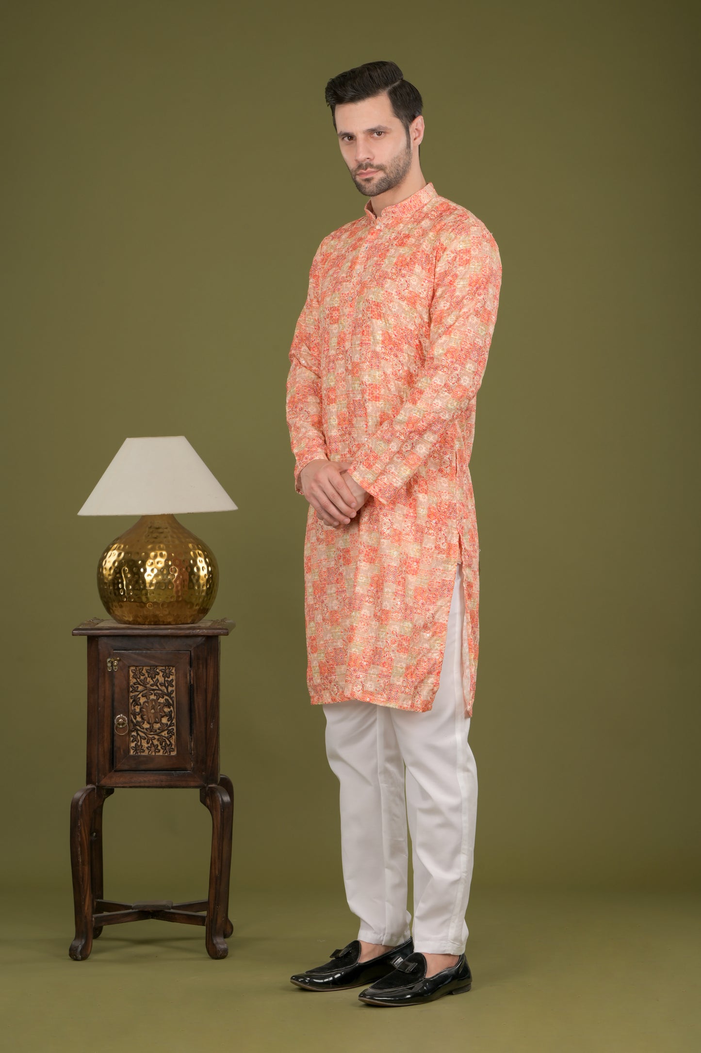 NAKSH - Sunset Mosaic Embroidered Digital Print Kurta Set