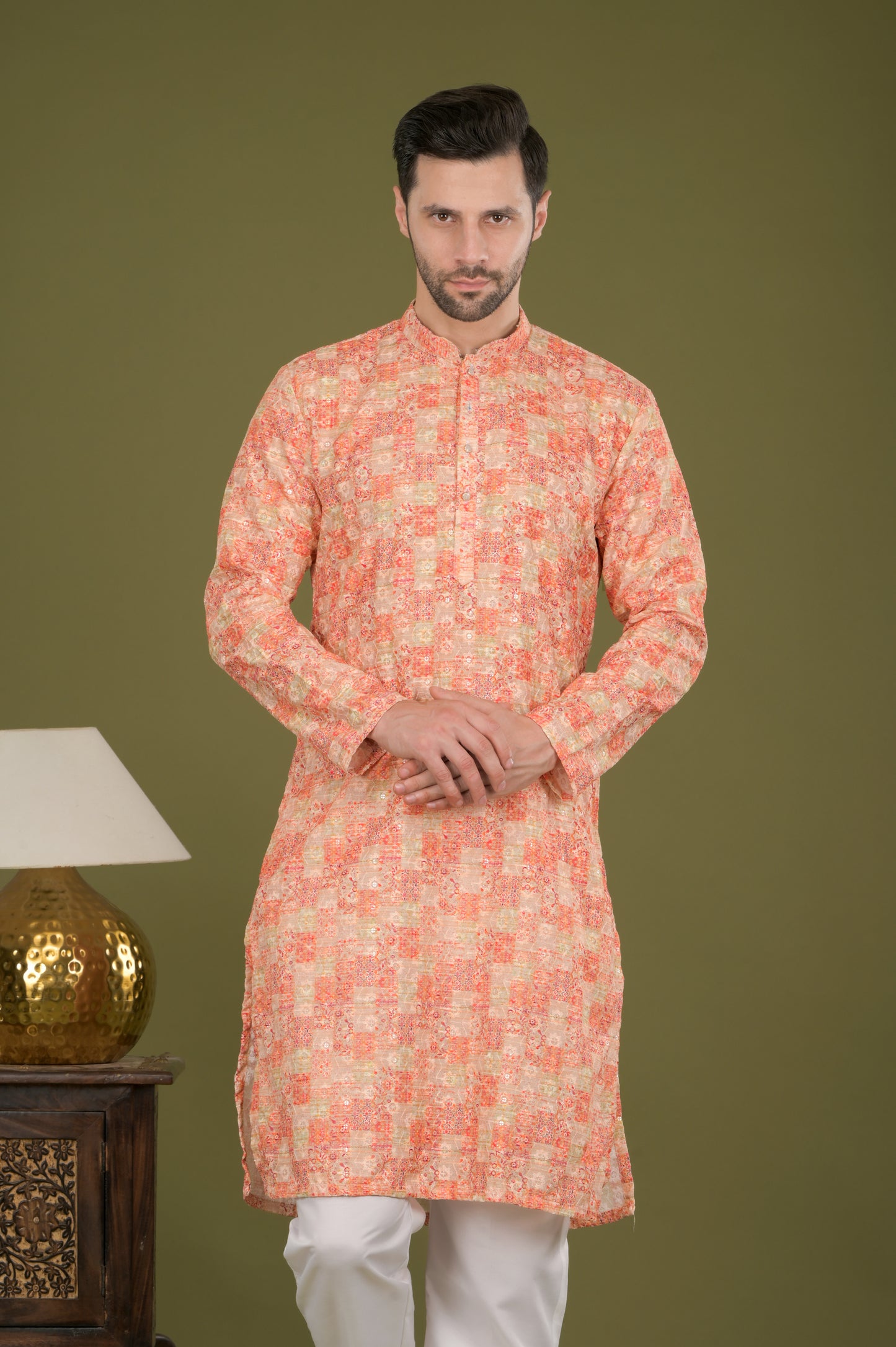 NAKSH - Sunset Mosaic Embroidered Digital Print Kurta Set
