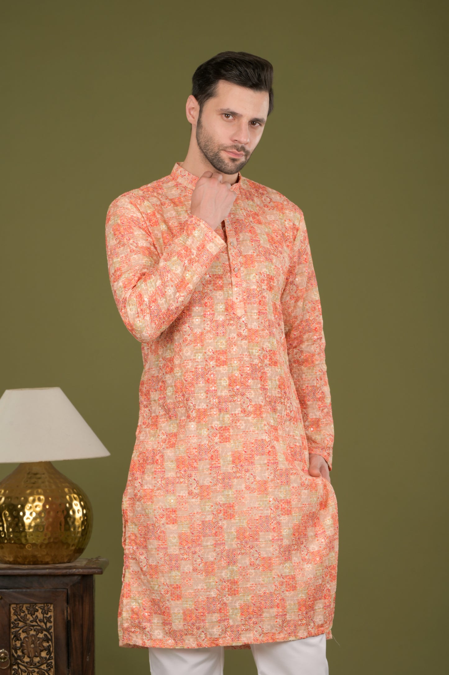 NAKSH - Sunset Mosaic Embroidered Digital Print Kurta Set