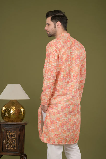 NAKSH - Sunset Mosaic Embroidered Digital Print Kurta Set