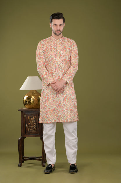TARANG - Floral Bliss Embroidered Digital Print Kurta Set