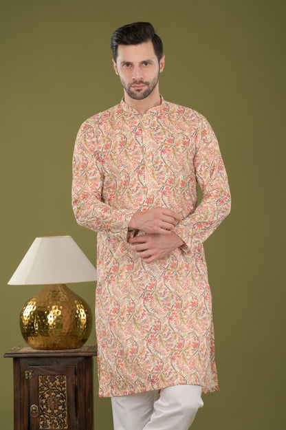 TARANG - Floral Bliss Embroidered Digital Print Kurta Set