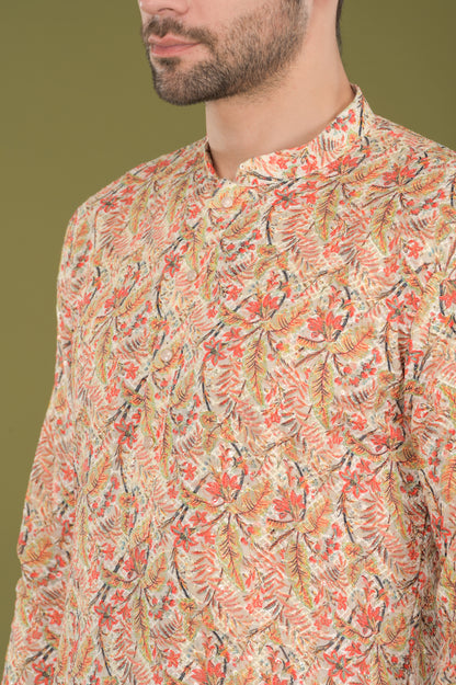 TARANG - Floral Bliss Embroidered Digital Print Kurta Set