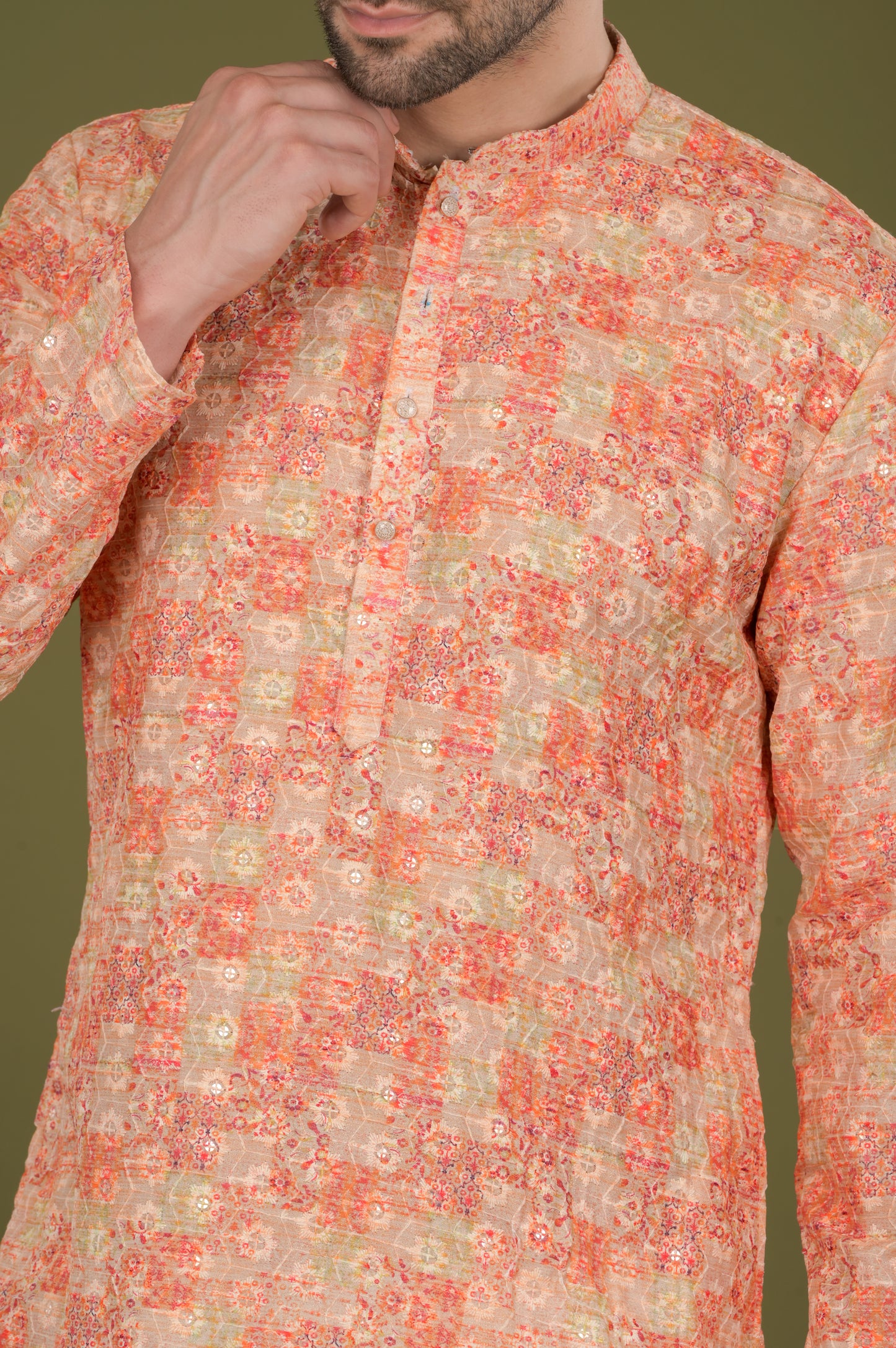 NAKSH - Sunset Mosaic Embroidered Digital Print Kurta Set