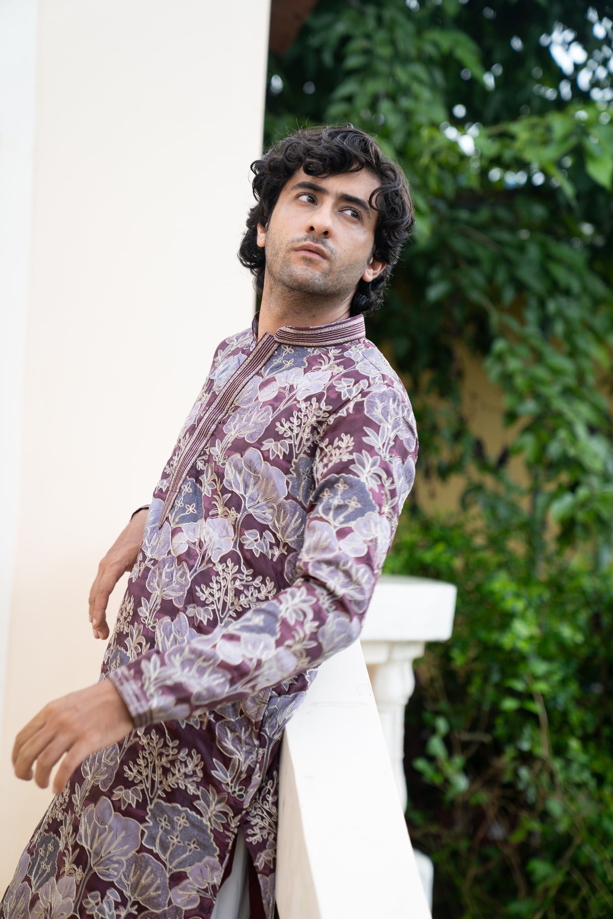 Zarham – Opulent Maroon Floral Brocade Kurta Patiala Set
