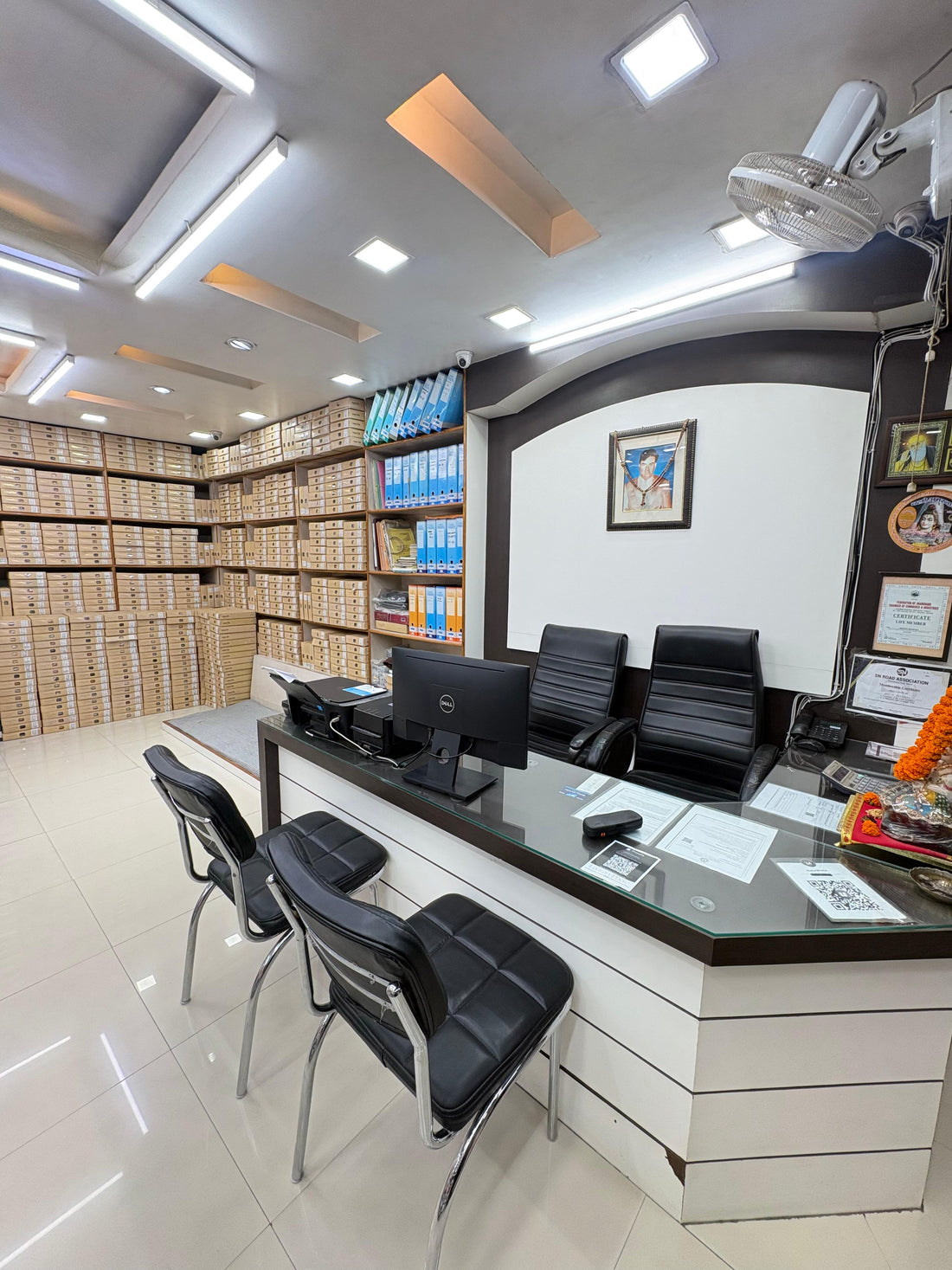 Inside the Laavan Phere store — stocked shelves behind the counter